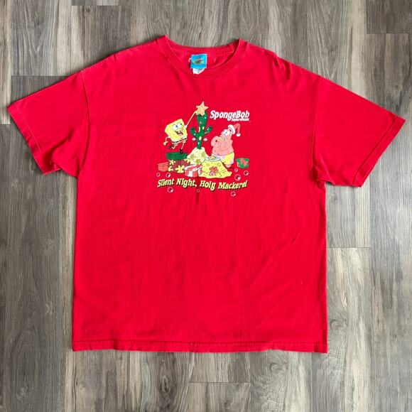Vintage Spongebob Christmas T-Shirt Men's Size 2XL 2002 Nickelodeon Tee Holiday - Picture 1 of 5